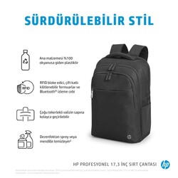 HP Profesyonel 17.3 inç Bilgisayar Sırt Çantası Siyah 500S6AA - Thumbnail