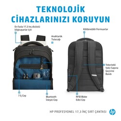 HP Profesyonel 17.3 inç Bilgisayar Sırt Çantası Siyah 500S6AA - Thumbnail