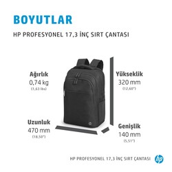 HP Profesyonel 17.3 inç Bilgisayar Sırt Çantası Siyah 500S6AA - Thumbnail