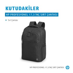 HP Profesyonel 17.3 inç Bilgisayar Sırt Çantası Siyah 500S6AA - Thumbnail